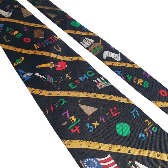 Vintage Men Teachers Lessons Save Children Necktie Educator Math Science History - Picture 2 of 5